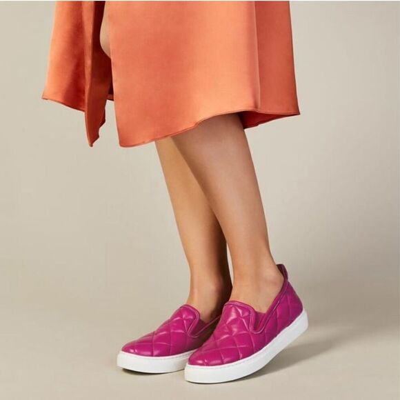 M. Gemi The Maddalena Magenta Pink Quilted Leather Slip-On Sneaker Women’s 38.5 - Picture 5 of 12
